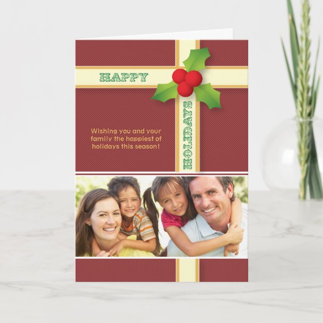 Christmas Gift Custom Family Holiday Card (maroon) (Front)