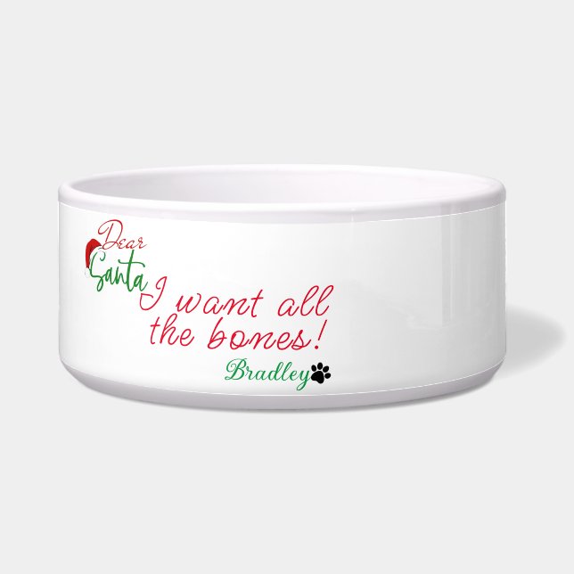 Christmas Gift Custom Pet Name Food Bowl (Front)