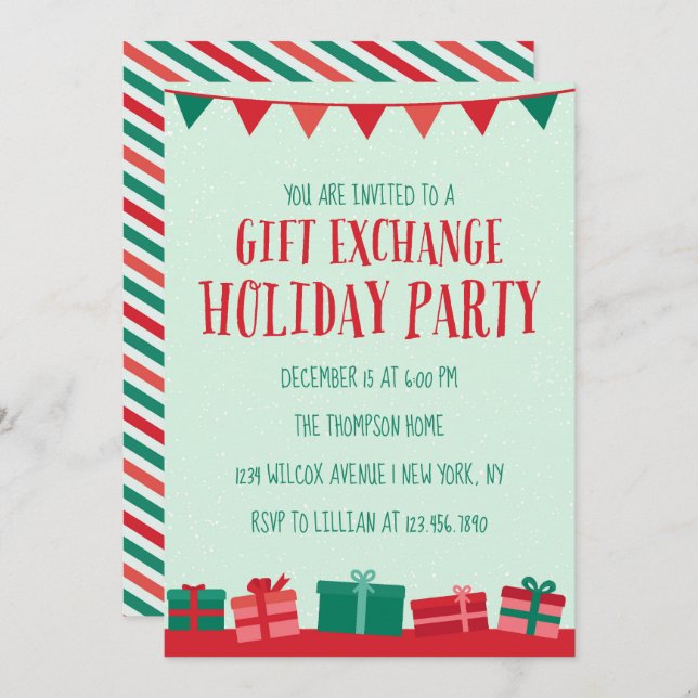 Christmas Gift Exchange Holiday Party Invitation (Front/Back)