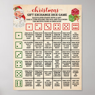 Christmas Gift Exchange Roll Dice Game Sign