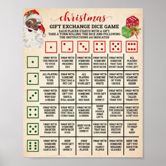 Christmas Gift Exchange Roll Dice Game Sign