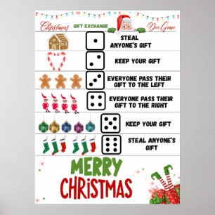 Christmas Gift Exchange White Elephant Dice Game Poster