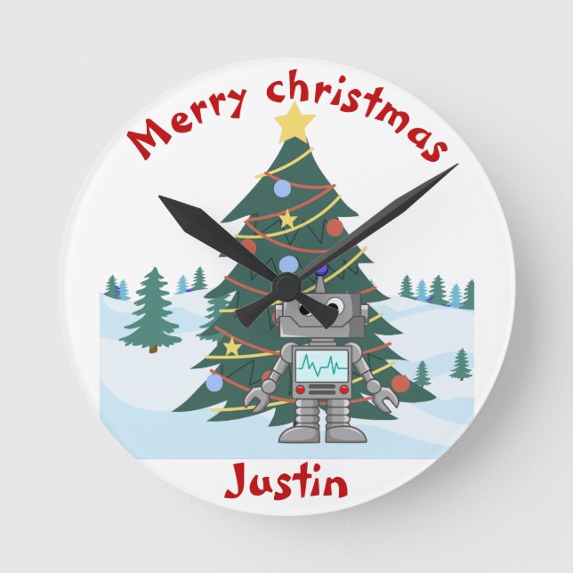 christmas gift family, customize personalized name round clock (Front)