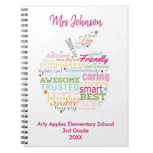 christmas gift for Teacher word art apple Notebook
