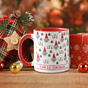 Christmas Gift For Uncle, Gnome & Reindeer Pattern Mug