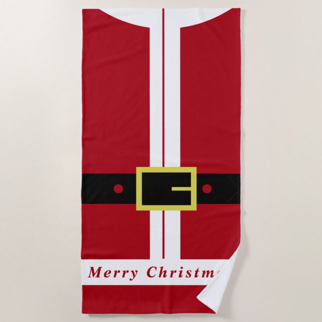 Christmas Gift Funny Santa Beach Towel (Front)