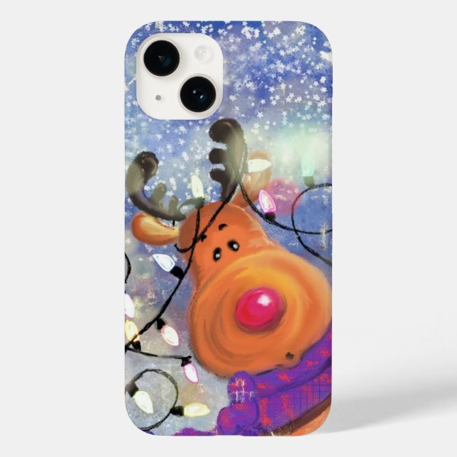 Christmas Gift iPhone Case with Happy Reindeer (Back)