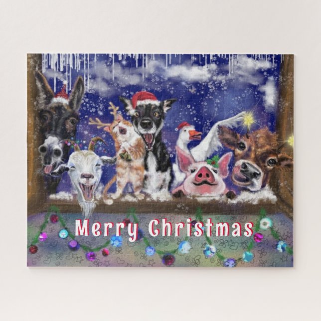 Christmas Gift Jigsaw Puzzle Animal Party Fun (Horizontal)