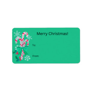 Christmas Gift Labels Candy Cane Green