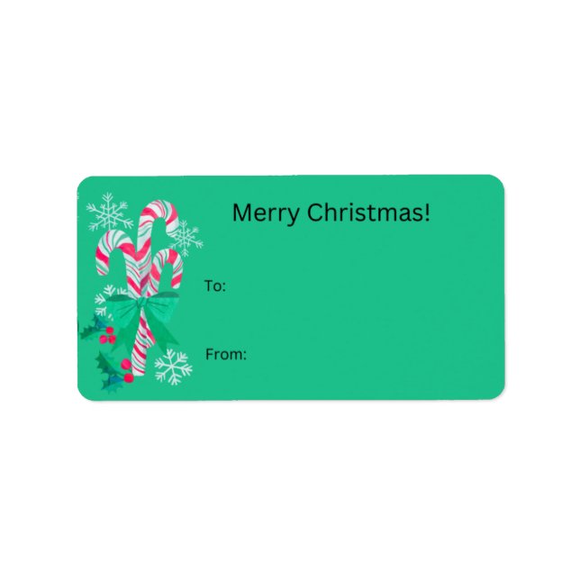 Christmas Gift Labels Candy Cane Green (Front)
