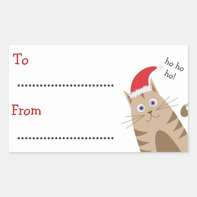 Christmas gift labels name santa cat ho ho ho (Front)