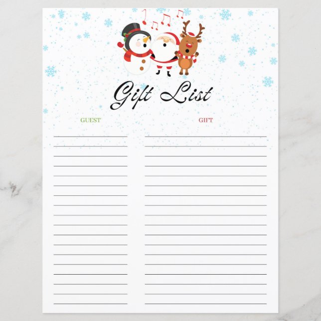Christmas Gift List Gift Tracker (Front)