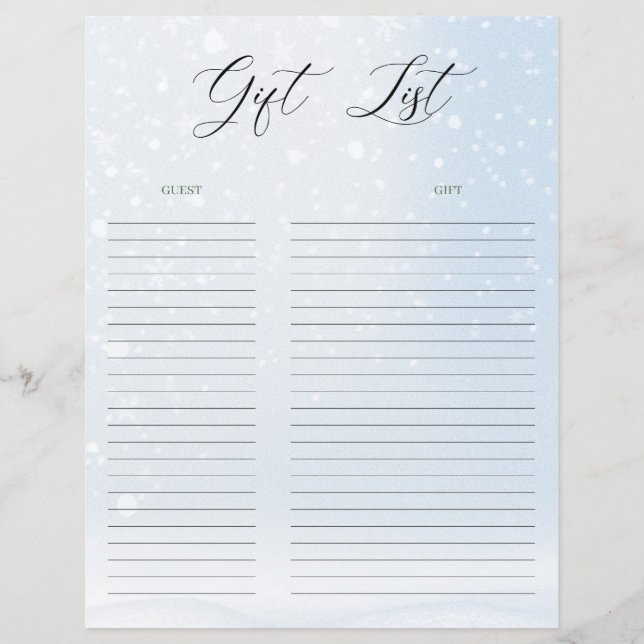 Christmas Gift List Gift Tracker (Front)
