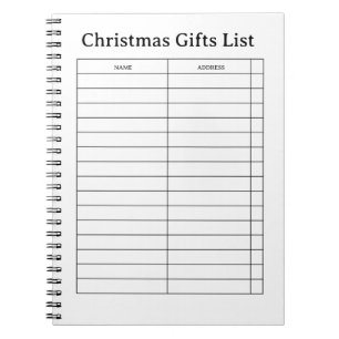 Christmas Gift List Notepad Notebook