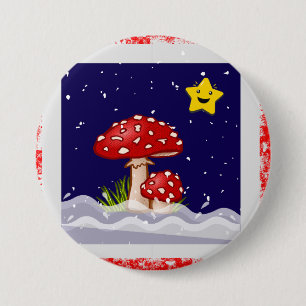 Christmas gift mushrooms  3 inch round button
