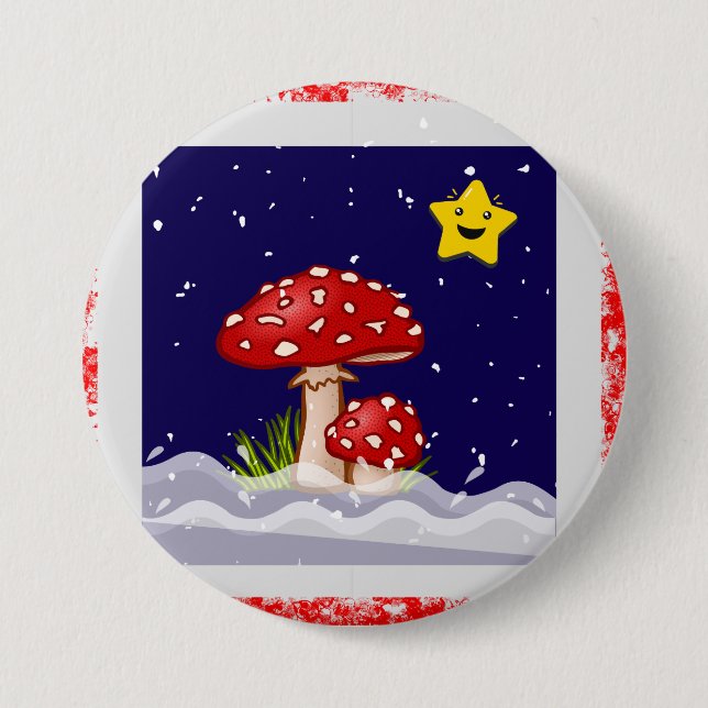 Christmas gift mushrooms  3 inch round button (Front)