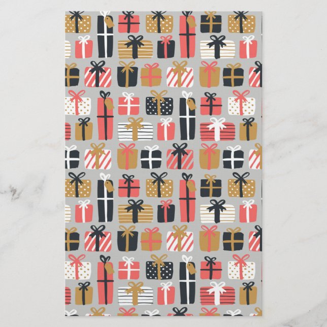 Christmas Gift Pattern Stationery (Front)