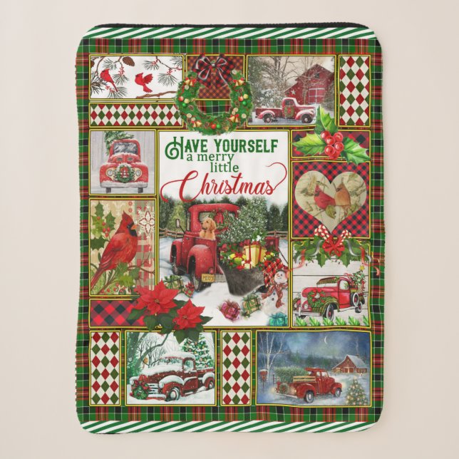 Christmas Gift Red Truck Car Christmas Blanket (Front)