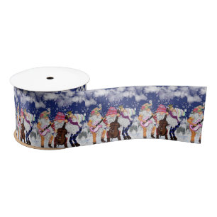 Christmas Gift Ribbon Happy Gnome Music Band Satin Ribbon