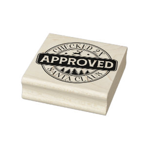 Christmas Gift Santa Checking it Twice Rubber Stamp