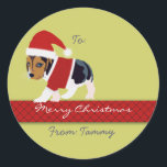 Christmas Gift Sticker (Dog) - Customizable<br><div class="desc">Looking for a cute and sweet gift sticker to adorn your presents this Christmas season? How about this gift tag label featuring a beagle dog dressed as a Santa? Paste this on your presents and we're certain it will bring some smiles. Everything is customizable including the text. Merry Christmas.</div>