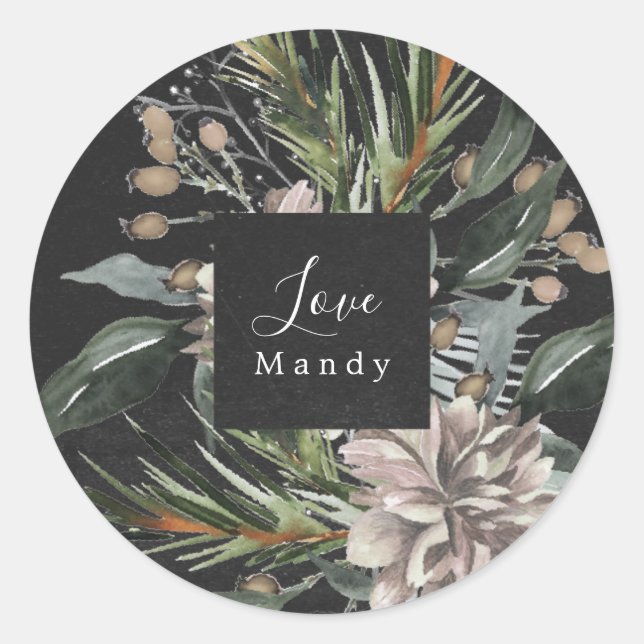 Christmas Gift Sticker Floral Chalkboard Holiday (Front)