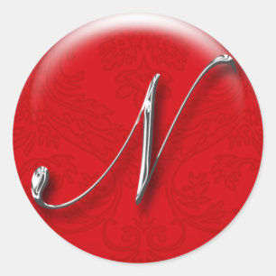 Christmas Gift Sticker Red Monogram