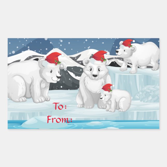 Christmas Gift Stickers-Polar Bears Sticker (Front)