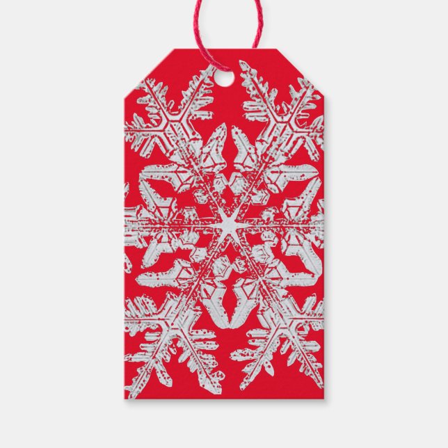 CHRISTMAS Gift Tag BENTLEY SNOWFLAKE IN RED (Front)