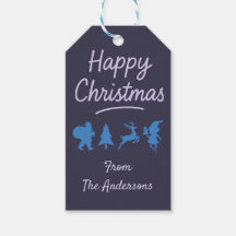 Christmas Gift Tag - Blue Silhouette