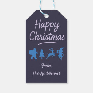 Christmas Gift Tag - Blue Silhouette