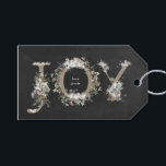 Christmas Gift Tag chalkboard Floral Alphabet JOY<br><div class="desc">This is a beautiful watercolor painted Christmas Gift Tag with Festive Floral Alphabet JOY Snow Winter. Festive and beautiful with chalkboard background! holidayz18</div>