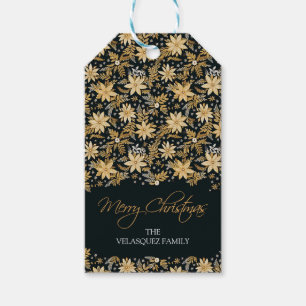 Christmas Gift Tag, Gold Poinsettia and Wreath Gift Tags