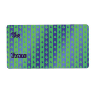 Christmas Gift Tag Labels green/blue tree design