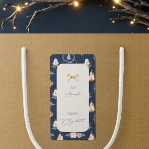 Christmas Gift Tag   Navy Watercolor Holiday Label