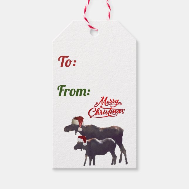 Christmas Gift Tag of moose (Front)