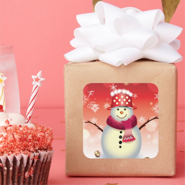 Christmas Gift Tag Sticker-Snowman (Party)