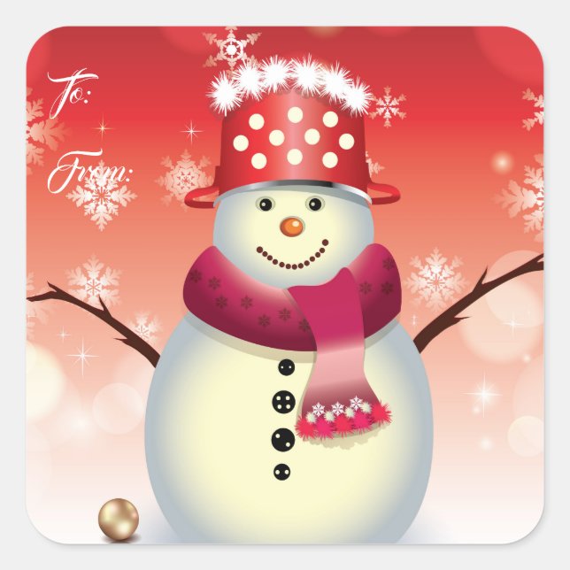 Christmas Gift Tag Sticker-Snowman (Front)