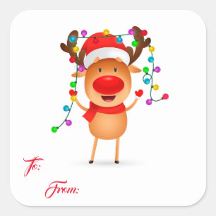 Christmas Gift Tag Stickers-Rudolph 