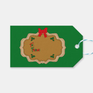 Christmas Gift Tag with Holly, HOHOHO, Santa Hats