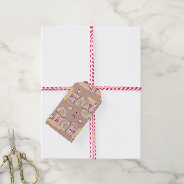 Christmas Gift Tags Coffee Cappuccino  (With Twine)