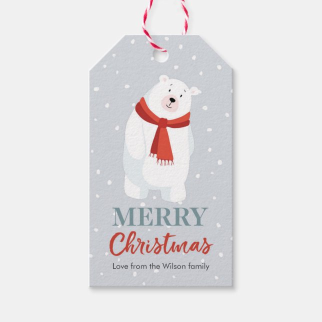Christmas gift tags cute polar bear (Front)