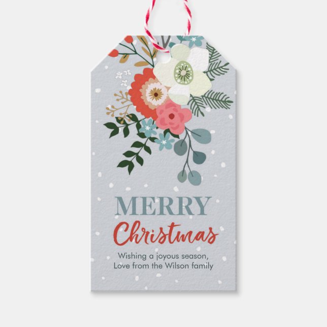 Christmas gift tags floral personalized (Front)