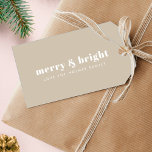 Christmas Gift Tags | Merry & Bright Neutral<br><div class="desc">A stylish and modern holiday gift tag featuring the bold retro typography quote “Merry & Bright” on a natural neutral stone beige background. Designed with simplicity and elegance in mind, this minimalist tag adds a timeless touch to any festive wrapping. The greeting and name can be easily customized in Zazzle’s...</div>