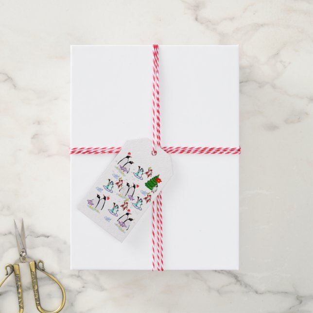 Christmas Gift Tags Penguin Fish Snowman (With Twine)