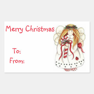 Christmas Gift Tags/Rectangle Stickers/Angel Sticker