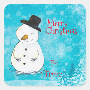 Christmas Gift Tags/Rectangle Stickers/Snowman Square Sticker