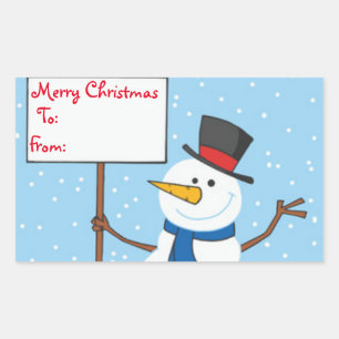 Christmas Gift Tags/Rectangle Stickers/Snowman Sticker