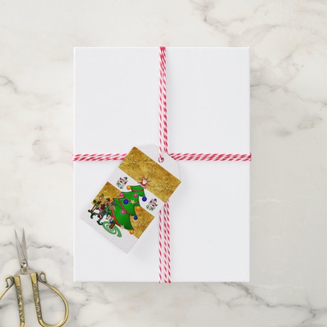 Christmas Gift Tags Snowman Elf (With Twine)