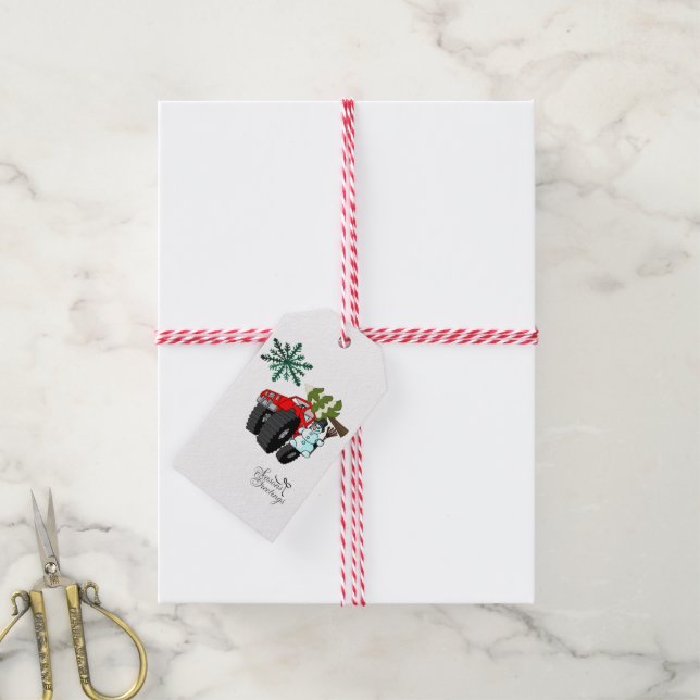 Christmas Gift Tags Snowman Seasons Greetings (With Twine)